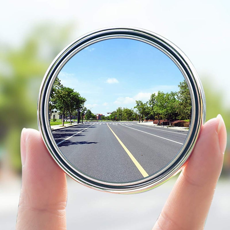 ESreake 2PCS small Blind Spot Mirror,2"" Round HD Glass Convex Rear View Mirror,Strong Adhesive Mirror for Car, Van, SUV and Trucks (2""(50mm), Silver frame) - Image 3